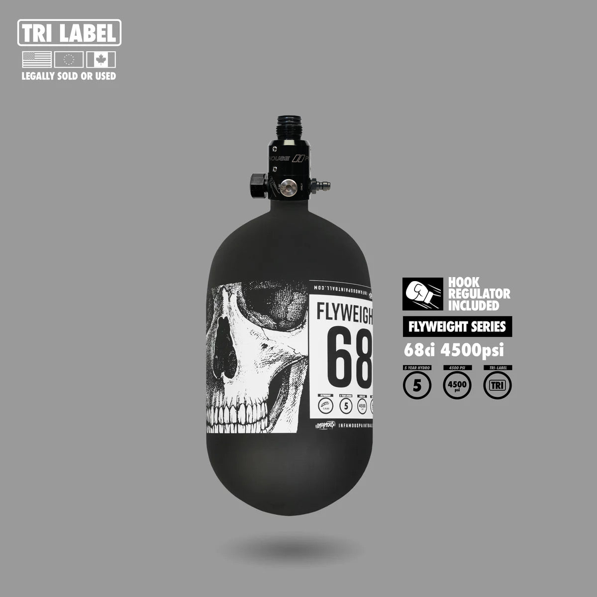 FLYWEIGHT TANK 68CI - SAVAGE SKULL + HOOK REGULATOR