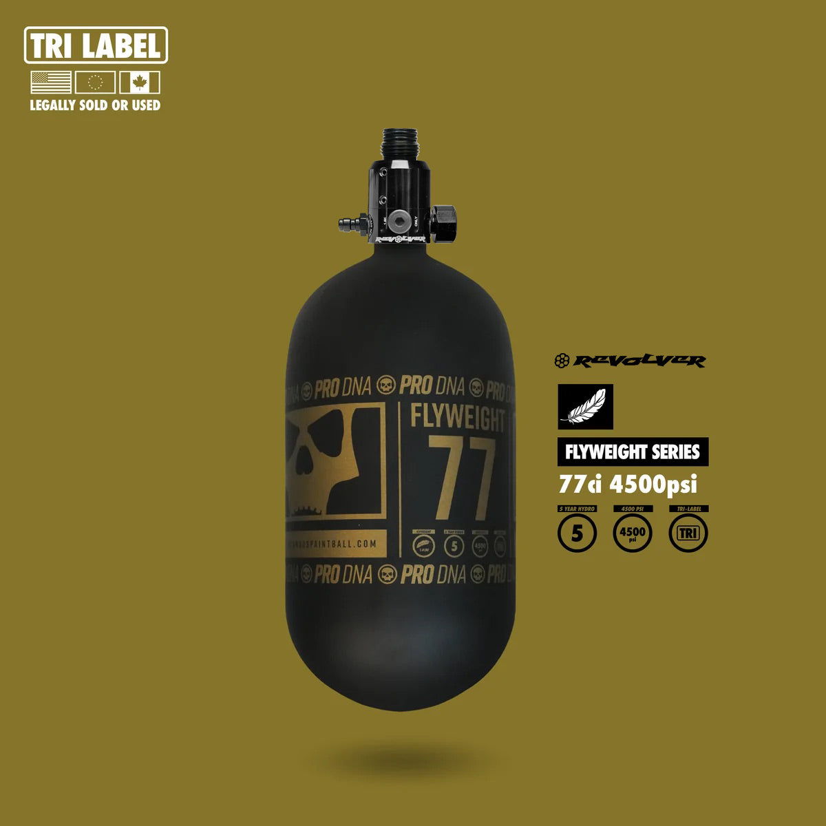 FLYWEIGHT TANK 77CI - RC SKULL GOLD - BLACK REVOLVER