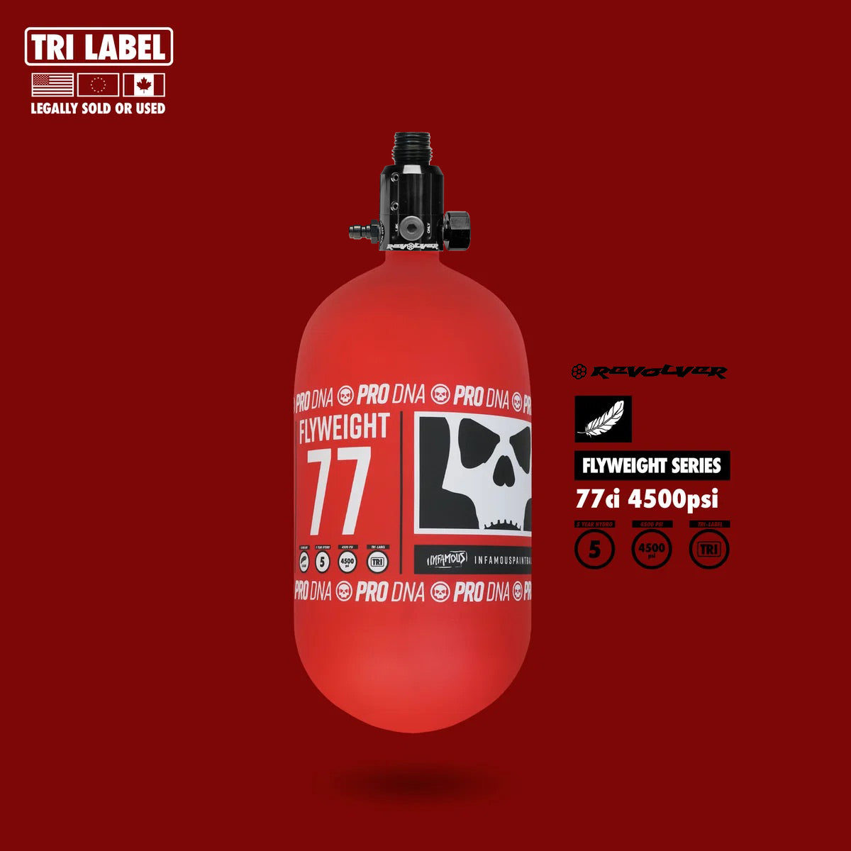 FLYWEIGHT TANK 77CI - RC SKULL RED - BLACK REVOLVER