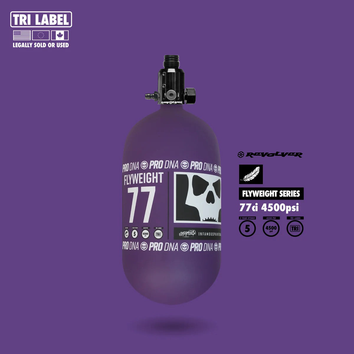 FLYWEIGHT TANK 77CI - RC SKULL PURPLE - BLACK REVOLVER