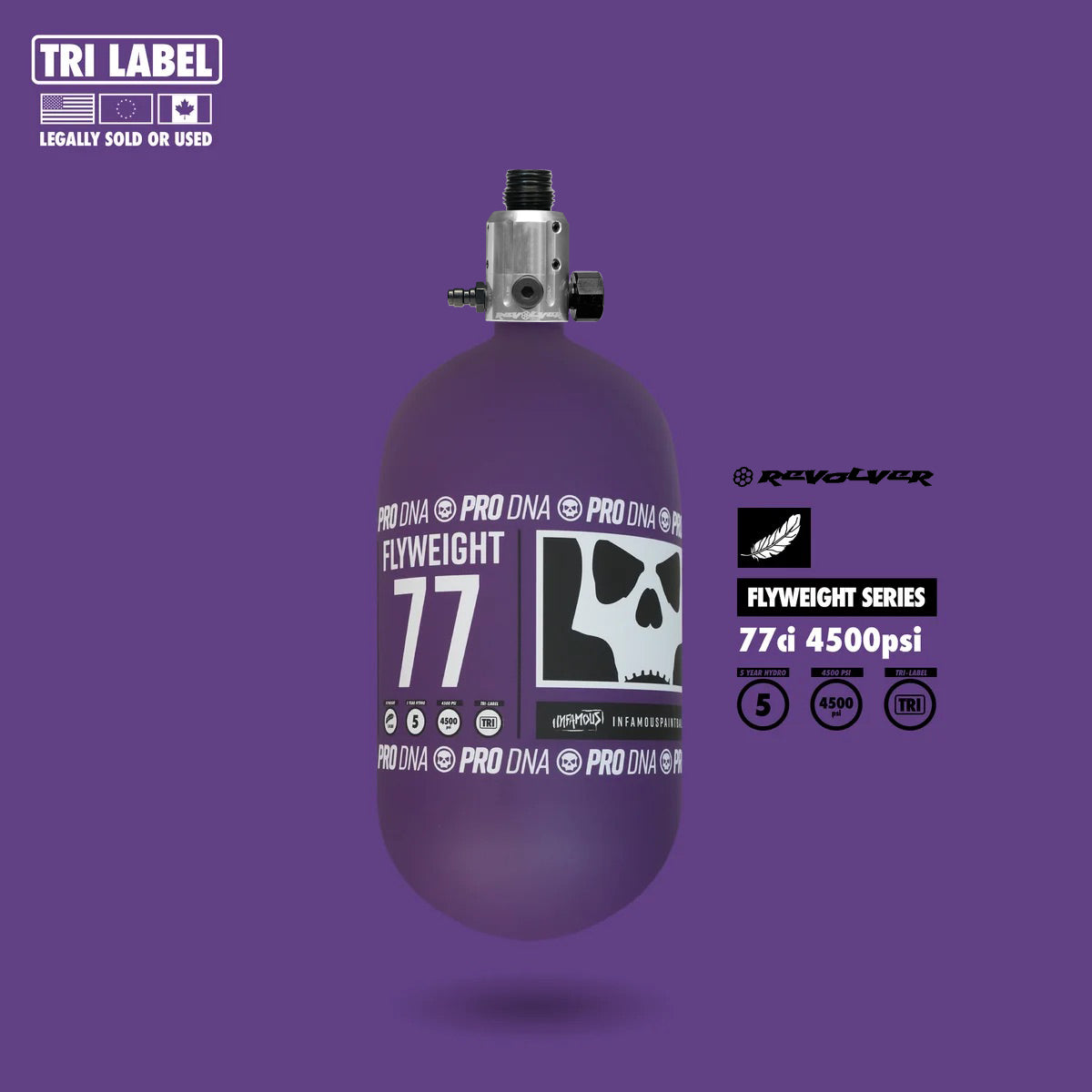FLYWEIGHT TANK 77CI - RC SKULL PURPLE - SILVER REVOLVER