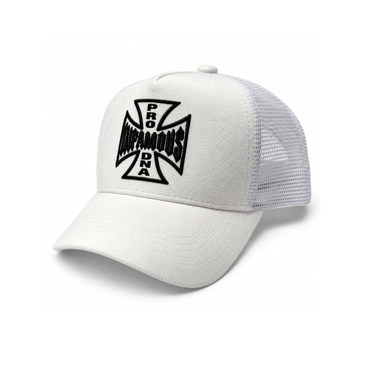 INFAMOUS™ Snapback Suede Hat - Choppers Cross - White