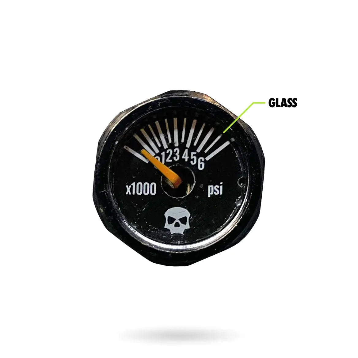 TEAM INFAMOUS™ SKULL 6000PSI TANK GAUGE - GLASS Infamous Paintball